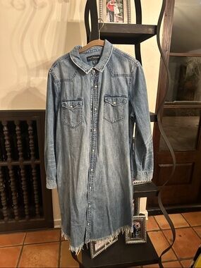 Lucky Brand Faded Blue Denim Shirt Dress
